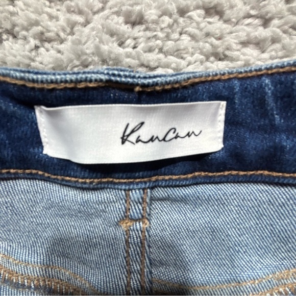 Kancan Jeans Womens 0 High Rise Skinny Dark Wash Exposed Button Fly Distressed - Picture 3 of 5